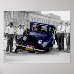 Pôster Destruição antiga preta & branca do vintage auto