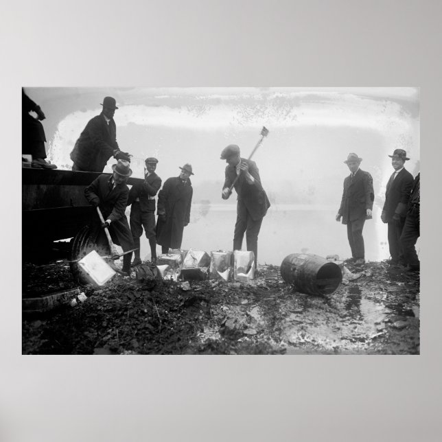 Pôster DESTRUIÇÃO DE LIQUOR pelos AGENTES FEDERAIS 1923 (Frente)