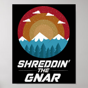 Poster Destruindo A Gnar Vintage Sunset Snowy Mountain T