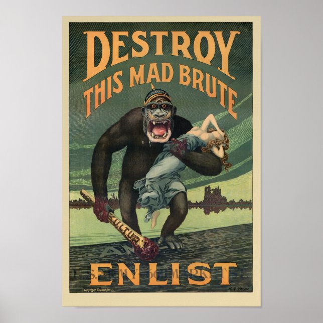 Poster Destruir Este Mad Brute - Recrutamento do Exército (Frente)