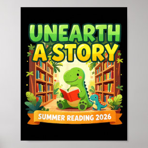 Poster Desvendar Uma História Dinossauro Livros de Leitur