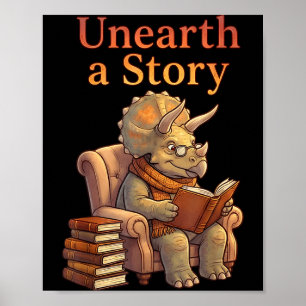 Poster Desvendar uma história triceratops dinossauro lend