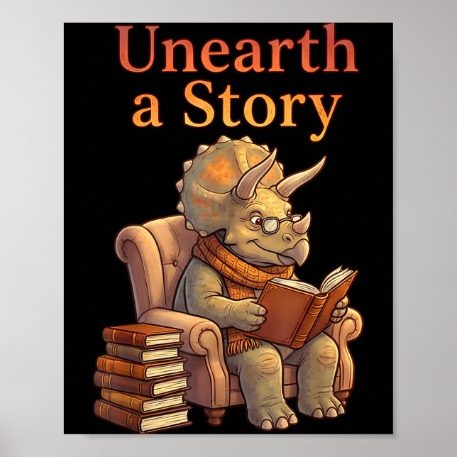 Poster Desvendar uma história triceratops dinossauro lend (Frente)