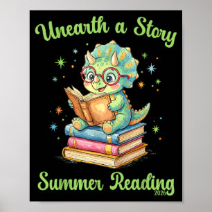 Poster Desvendar uma história triceratops dinossauro lend