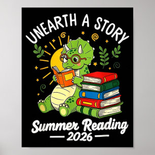 Poster Desvendar uma história triceratops dinossauro lend