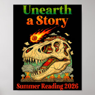 Poster Desvendar uma história verão leitura 2026 dinossau