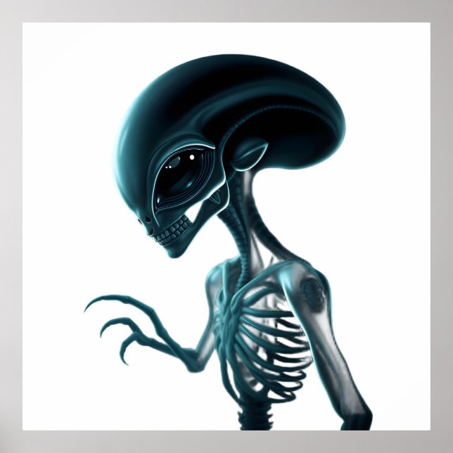 Poster Detailed Alien with Skeletal Structure Visible (Frente)