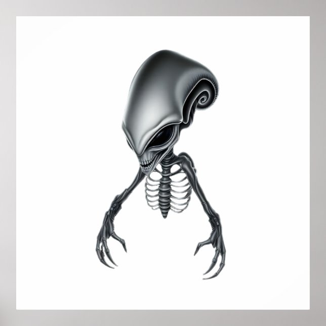 Poster Detailed Alien with Visible Skeletal Structure (Frente)