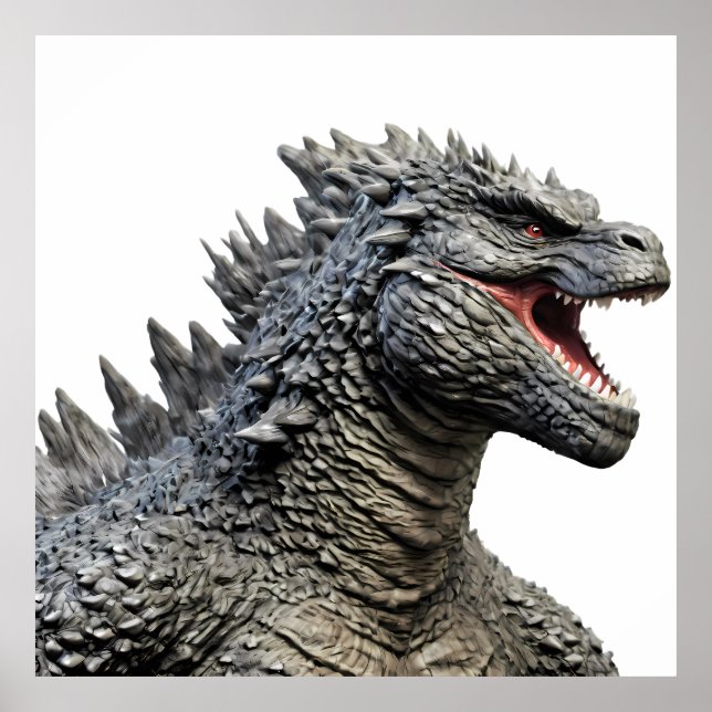 Poster Detailed Head of Roaring Godzilla Monster (Frente)