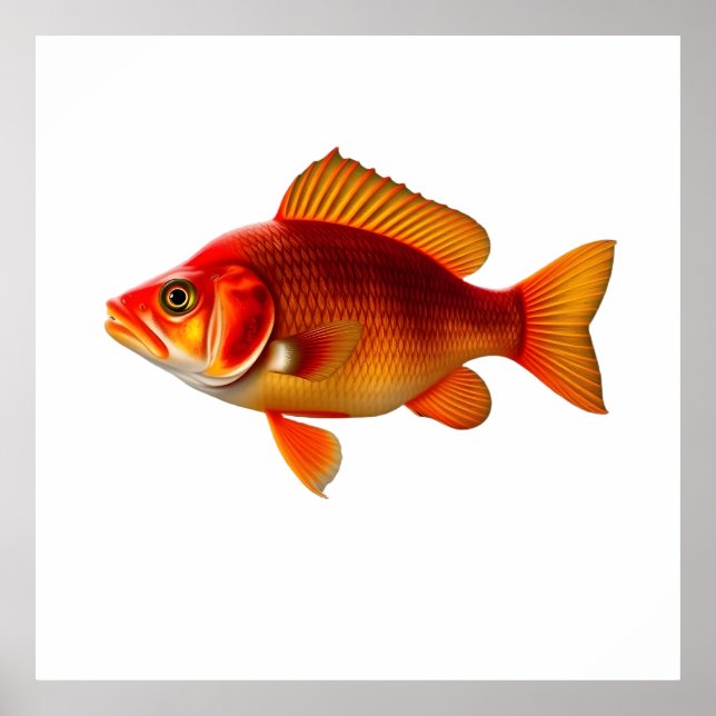 Poster Detailed Illustration of a Red Goldfish (Frente)
