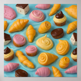 Poster Detailed Undulating Pastry Wallpaper and Art Print
