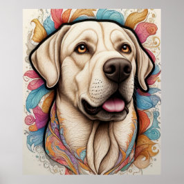 Poster Detalhado Fantasy Labrador Retriever Art