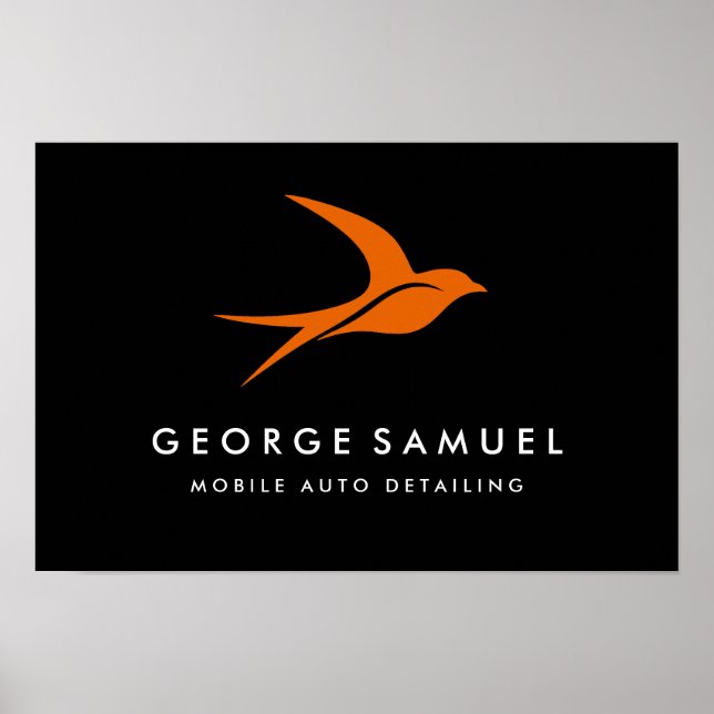 Poster Detalhamento Automático | Logotipo de pássaro voad (Frente)