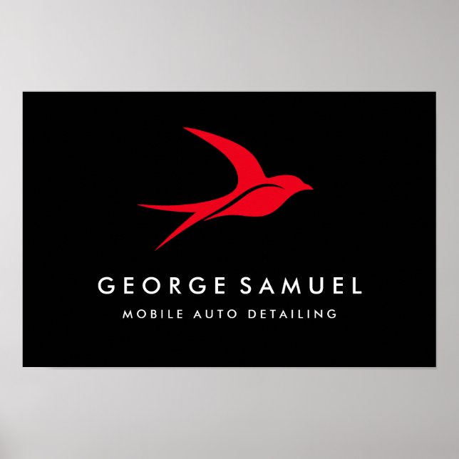 Poster Detalhamento Automático | Logotipo de pássaro voad (Frente)