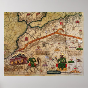 Poster Detalhe da cópia de um mapa catalão da Europa