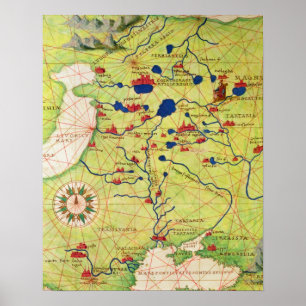 Poster Detalhe da Europa e da Ásia Central