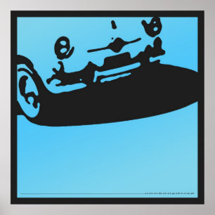 Poster Detalhe de Fiat 600 - luz - azul no preto