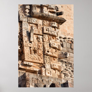 Pôster Detalhe de pirâmide do mágico, Iucatão, México