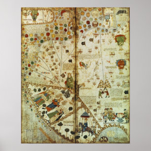 Poster Detalhe de um mapa do mundo Catalan