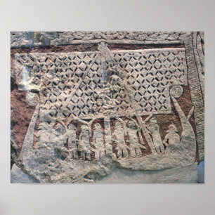 Pôster Detalhe de uma pedra da imagem que descreve Viking