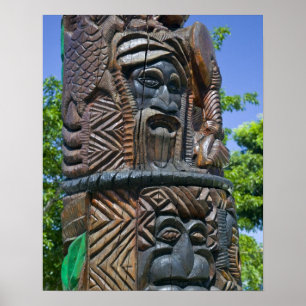Pôster Detalhe do polo totem Kanak, Noumea, Novo 2