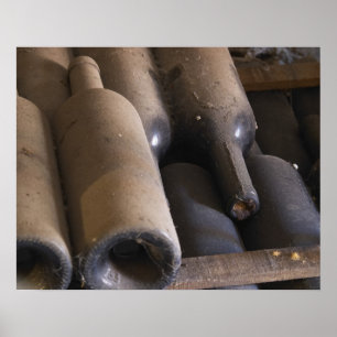 Poster Detalhes das garrafas empoeiradas em madeira