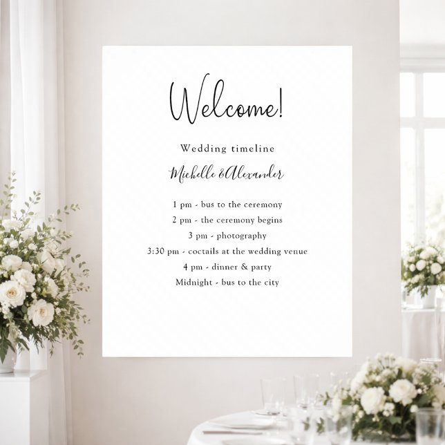 Poster detalhes do programa de casamento preto e branco (Criador carregado)