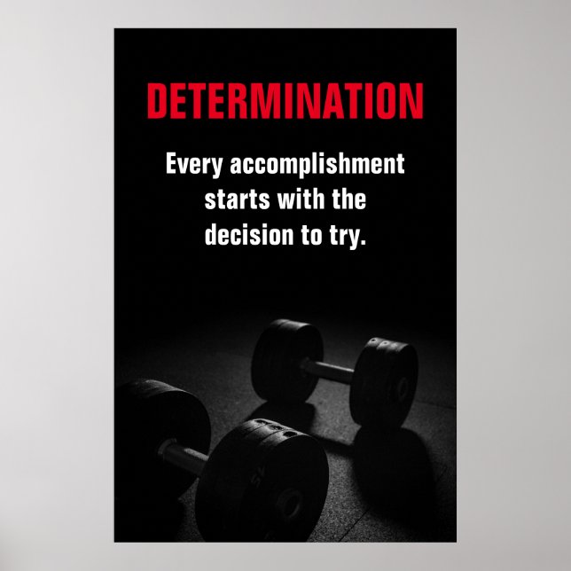 Poster Determination Bodybuilding Fitness Motivational Po (Frente)