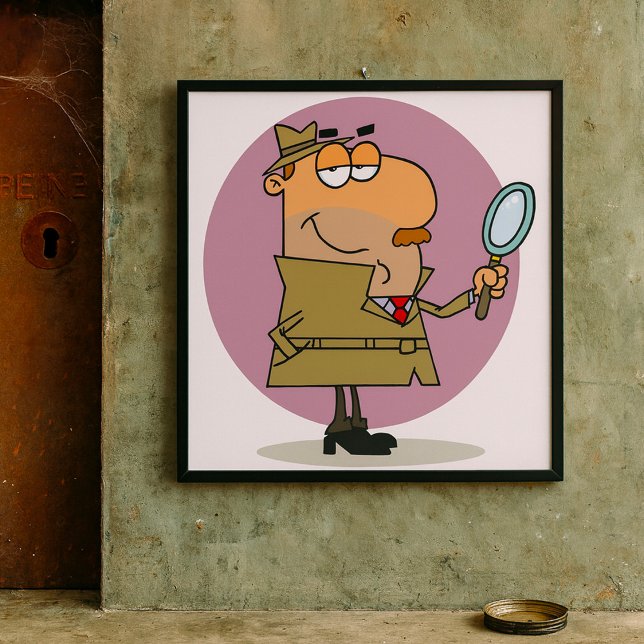 Poster Detetive de Desenho Animado Divertido com Lupa (Criador carregado)