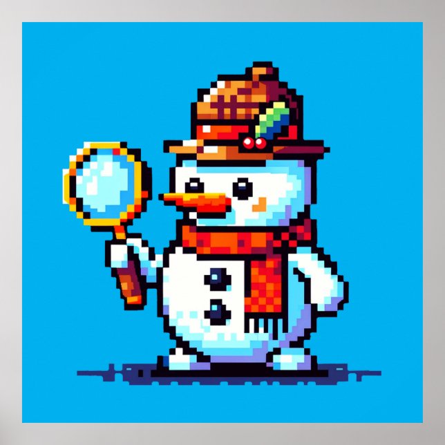 Poster Detetive Snowman - Mistério Engraçado de Pixel Art (Frente)