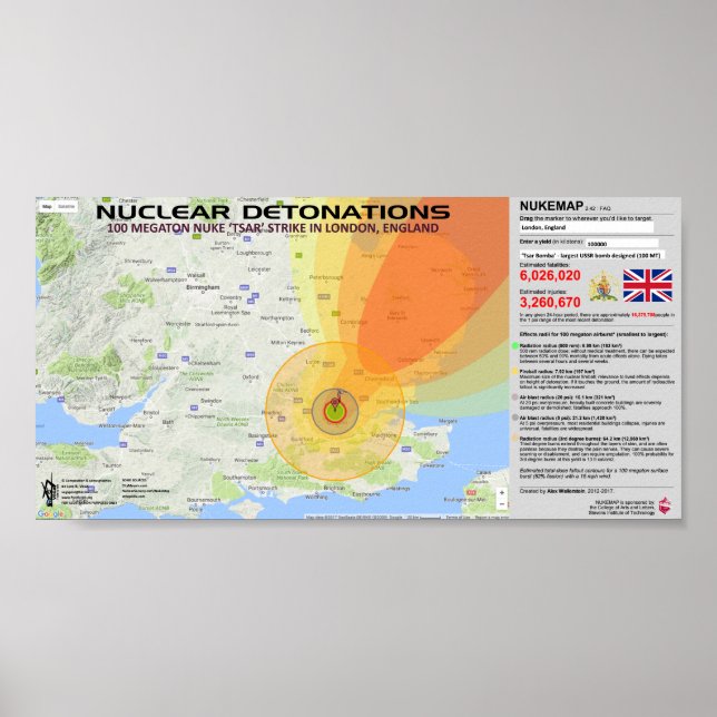 Poster Detonações Nucleares - Inglaterra (Frente)