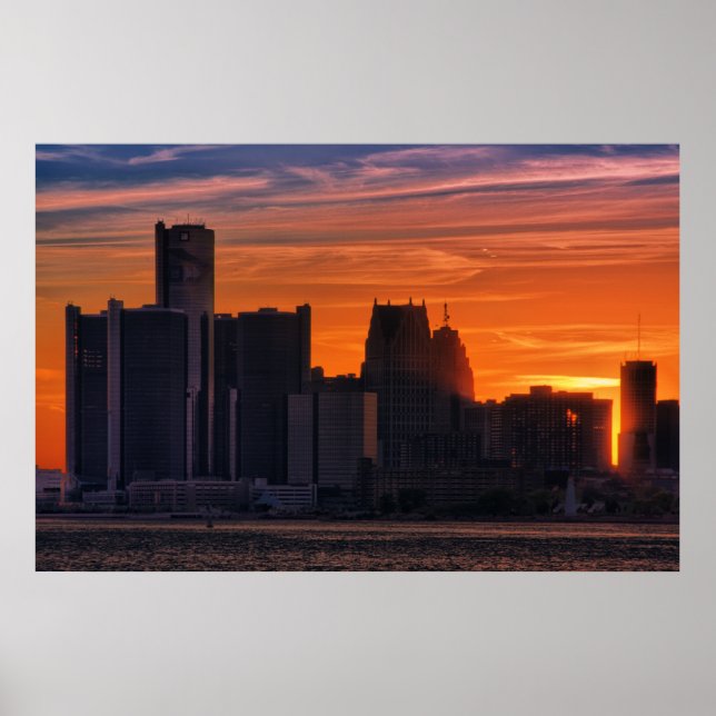 Poster Detroit Cityscape #0516 (Frente)