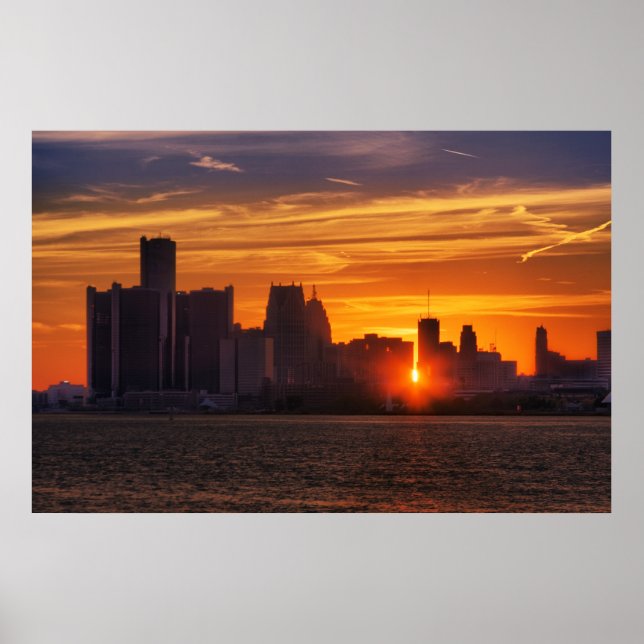 Pôster Detroit Cityscape #0527 (Frente)