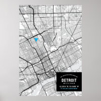 Detroit, Mapa da Cidade de Michigan + Marcar Sua L