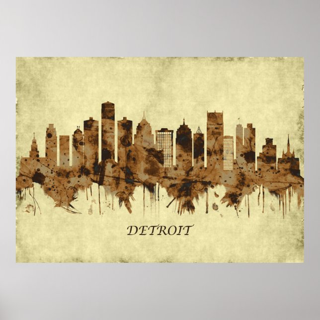 Poster Detroit Michigan Cityscape (Frente)