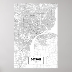 Poster Detroit, Michigan (preto no branco)