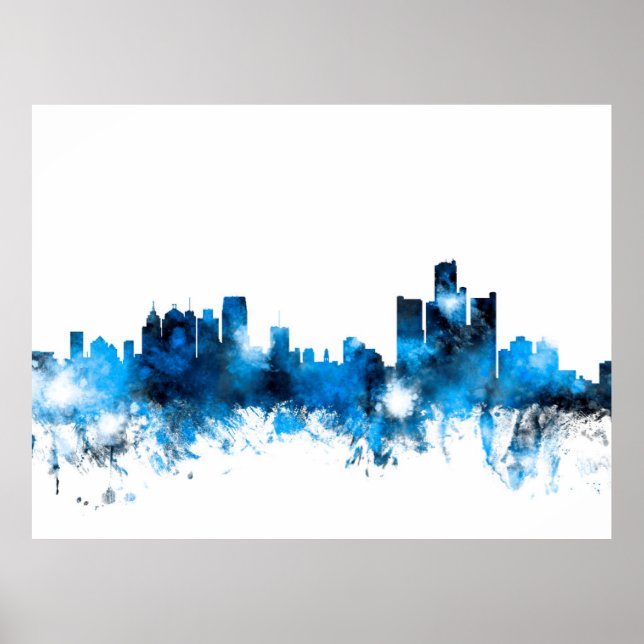 Pôster Detroit Michigan Skyline (Frente)