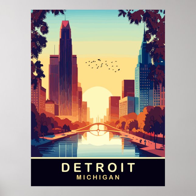 Poster Detroit, Michigan, Viagem (Frente)