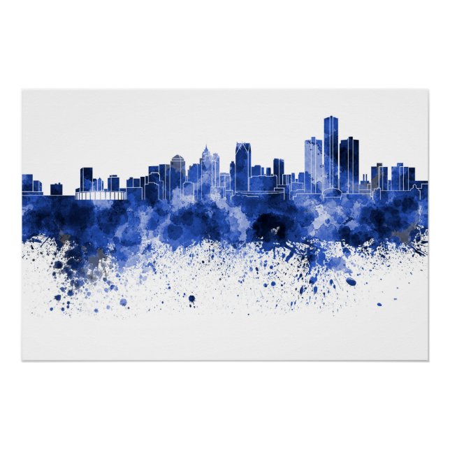 Pôster Detroit skyline in watercolor (Frente)