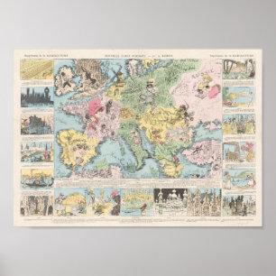 Poster d'Europe do carte do novo, Albert Robida