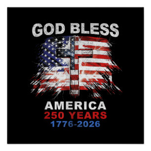 Pôster Deus Abençoe a América 250 Anos 1776-2026 Crista