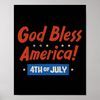 Poster Deus Abençoe a América Feliz 4 de Julho Patriótico