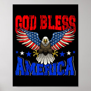Poster Deus abençoe a bandeira da águia americana dos EUA