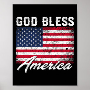 Poster Deus Abençoe a Bandeira dos EUA da América Patriót