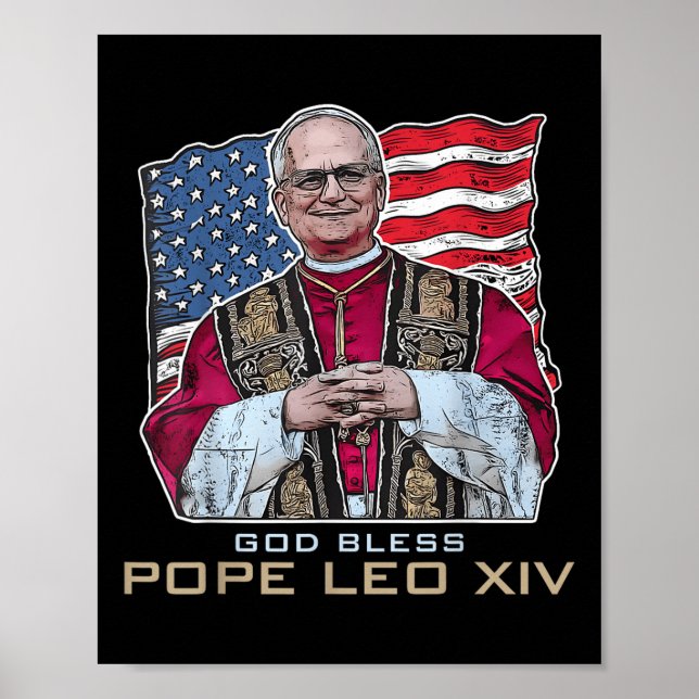 Poster Deus abençoe Leo Xiv Robert New Pope Retro Ameri (Frente)