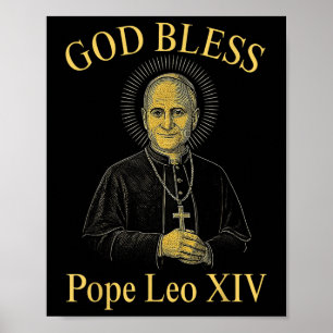 Poster Deus abençoe Novo Papa Leo Xiv Igreja Católica Fé