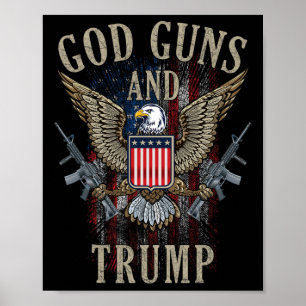 Poster Deus Armas e Marca de Emenda do segundo Trump Ar15