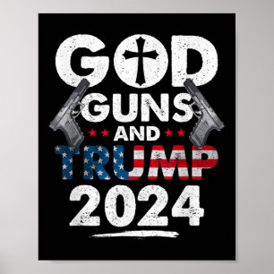 Poster Deus Armas E Trump 2024 Bandeira Americana