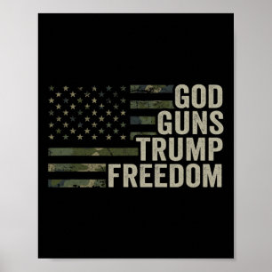 Poster Deus Armas Trump Liberdade - Camuflagem Divertida
