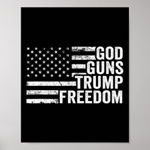 Poster Deus Armas Trump Liberdade - Cristão Divertido Pró
